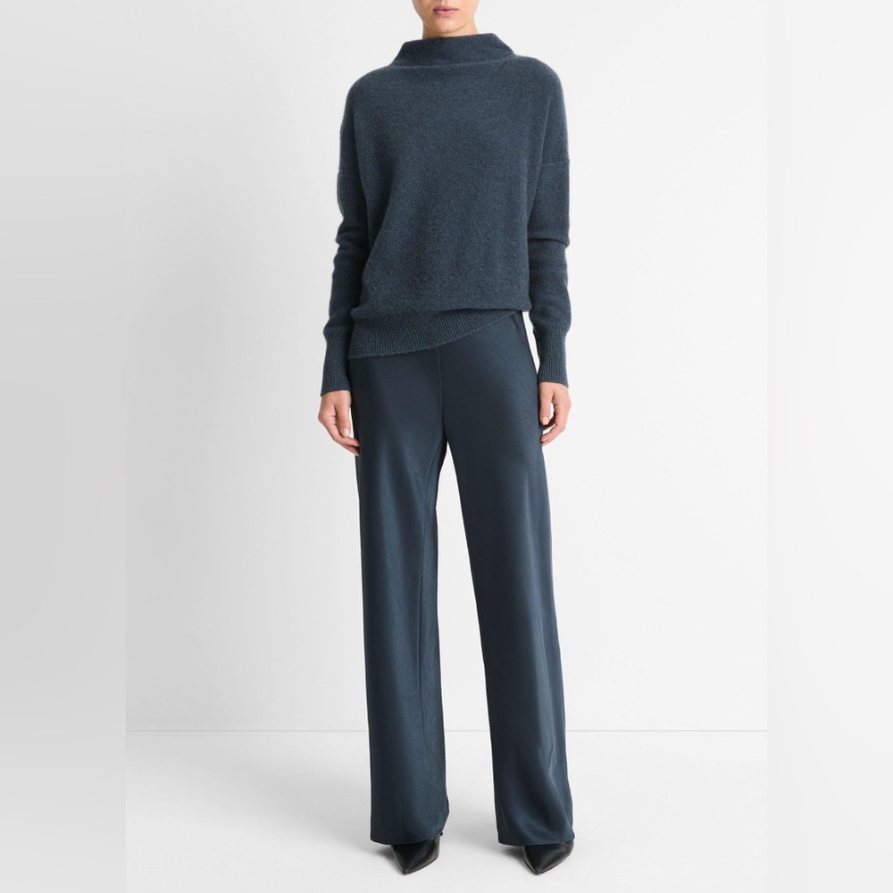 Vince Fluid Satin Bias Pants - Dark Tide - Size Small